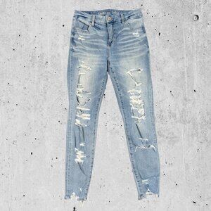 American Eagle Jeans Sz 4 Curvy Hi-Rise Jegging High Rise Distressed Dream Jean